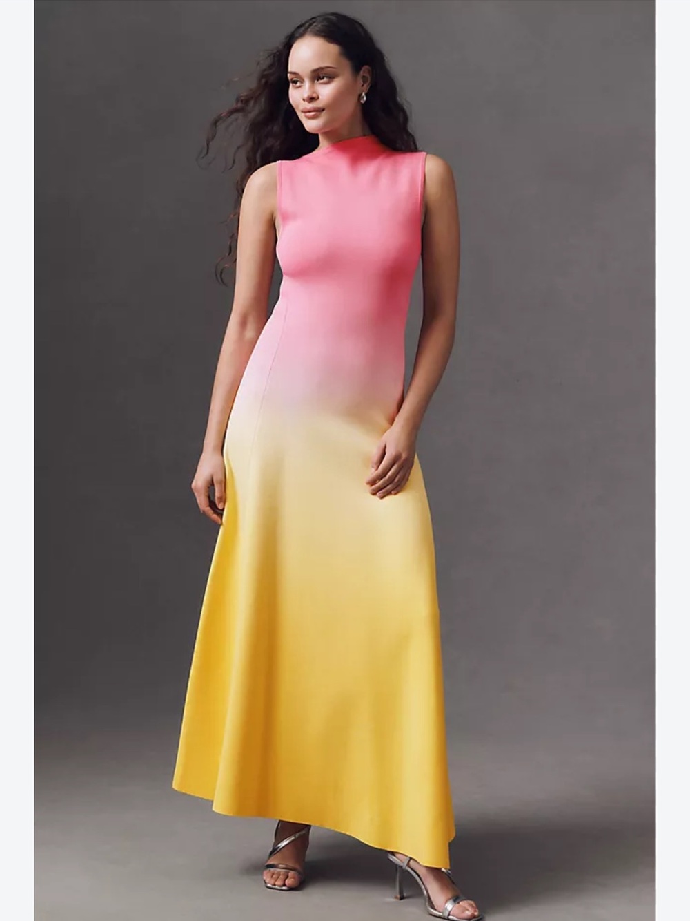 Acler Orkney Asymmetric High-Neck Ombre Midi Dress